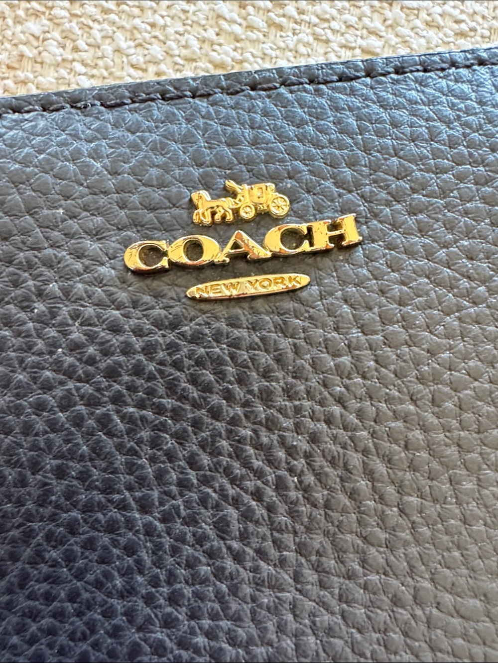 COACH Small Zip-Around Travel Wallet black leather gold hardware bifold - Picture 6 of 14